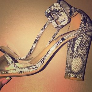 Ladies Luxe Snakeskin/ Clear Heels